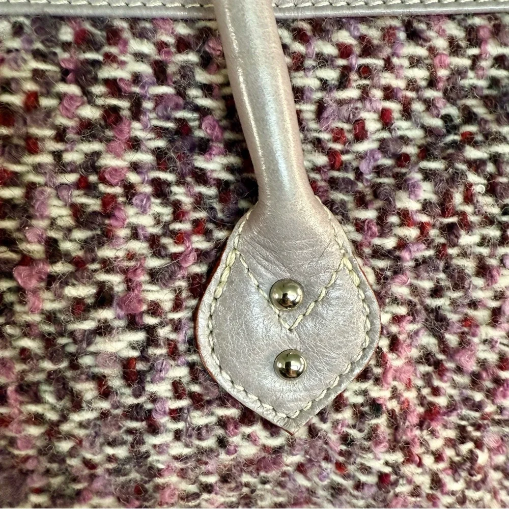 Helen Welsh‎ Elegant Italian Leather and Purple Tweed Shoulder Bag